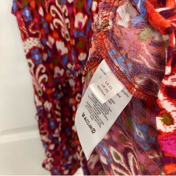 Anthropologie Robin Tiered Paisley Dress Women XS Mini V-Neck Boho Hippie Indie - Picture 10 of 16